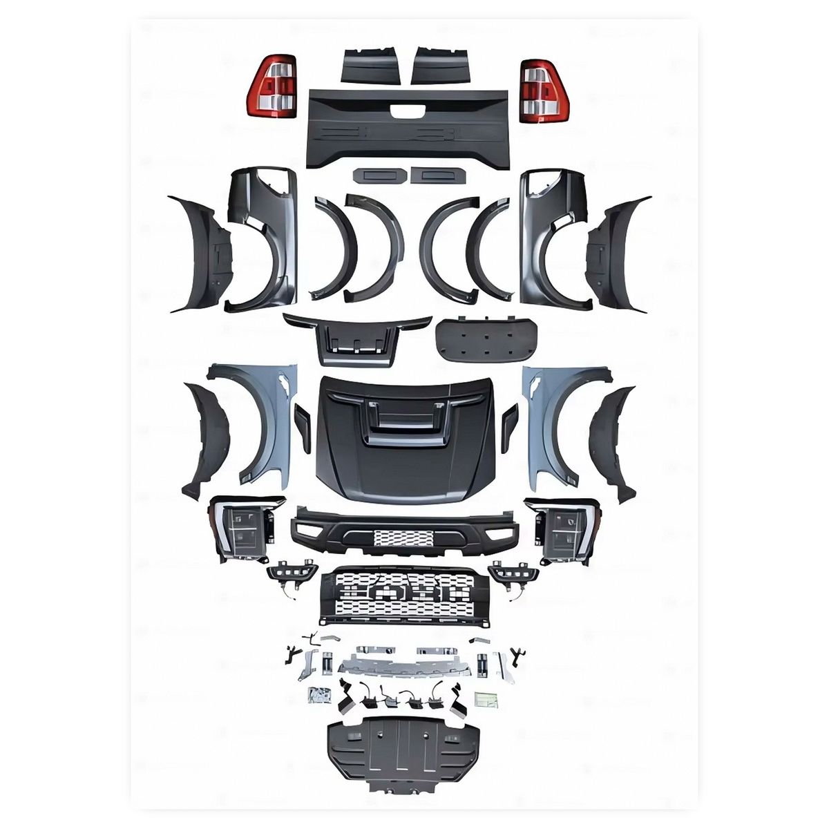 High-Quality PP Plastic Fender Flare Kit for Ford Ranger T6 T7 T8 (2012-2019) - 2020 F150 Raptor Style Upgrade