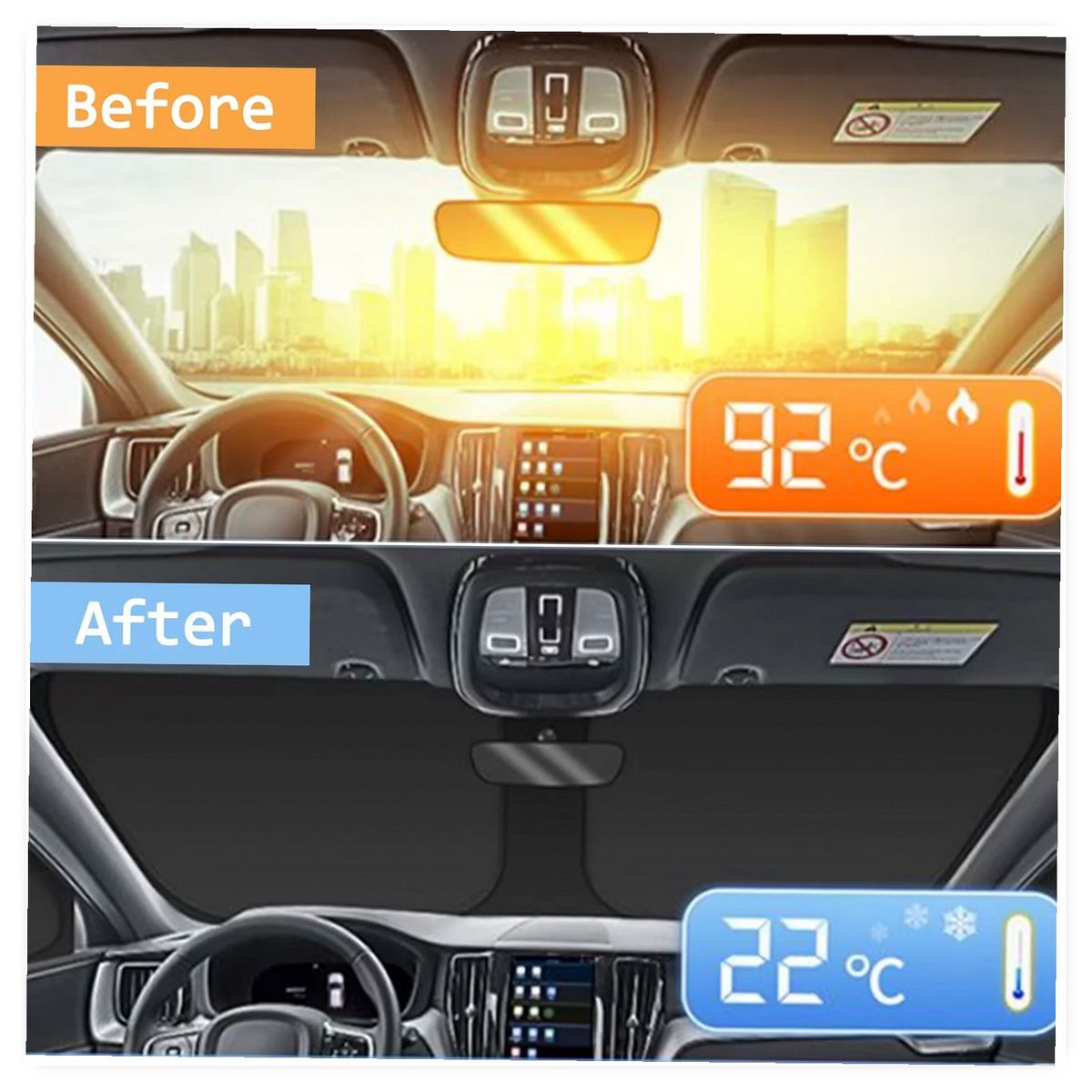 JEEP Compass MP 2017-2021 Front & Rear Windshield Sun Shade Set with Side Window Covers image 5