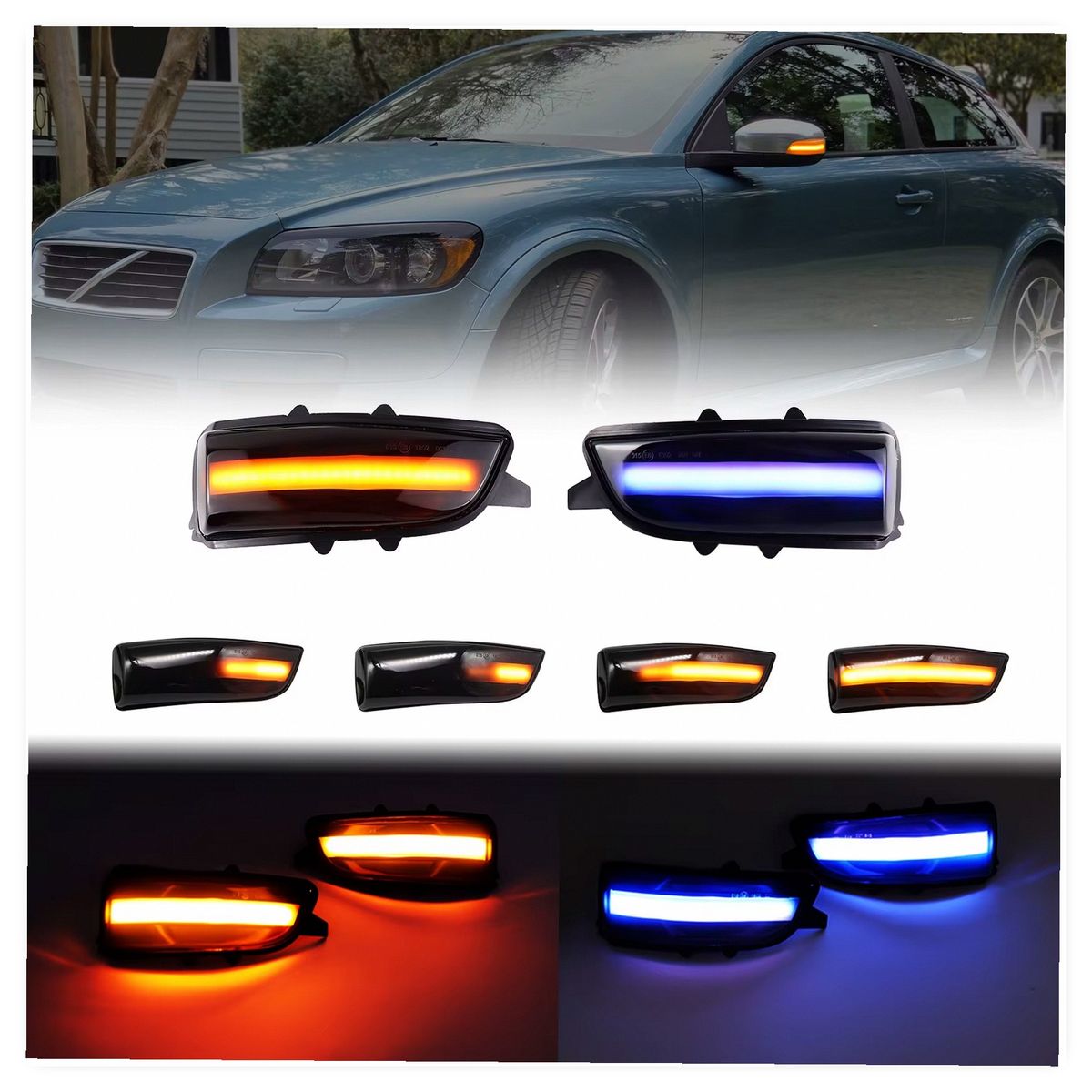 2PCS Dynamic LED Sequential Turn Signal Indicator Lights for Volvo S60 C30 C70 S40 V40 V50 V70 S80 2007-2013 Mirror Blinker Lamp image 5