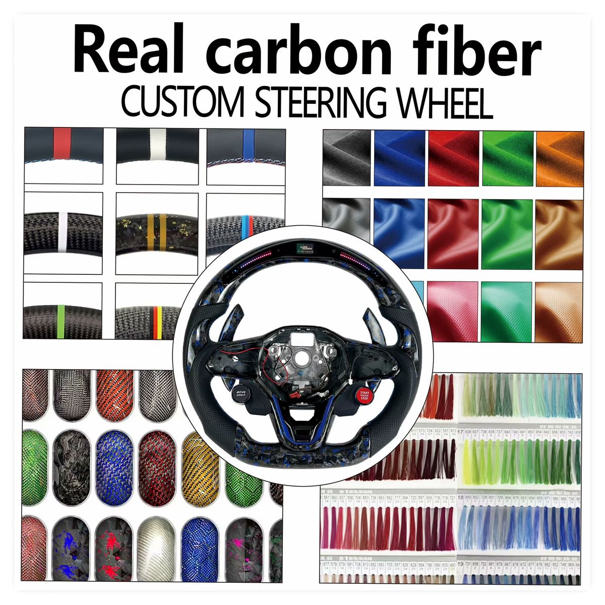 High-Quality Leather Sports Steering Wheel for Ford Ranger Raptor