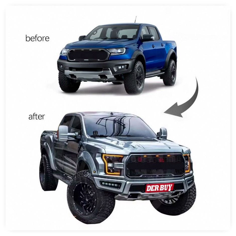 Ford Ranger T6 T7 T8 Facelift Metal Fender Conversion Body Kit for F150 Raptor Styling (2012-2021) image 3