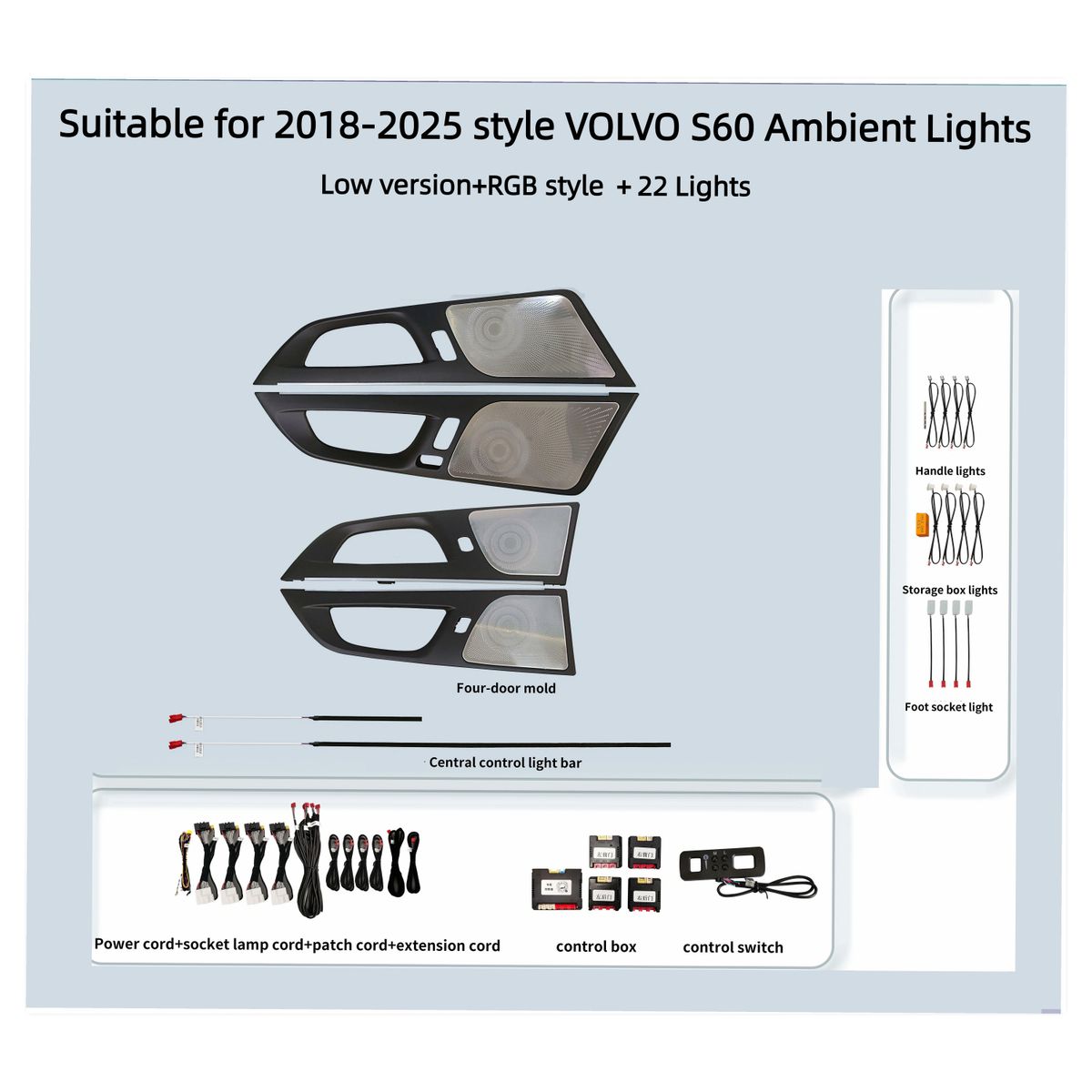 LED Ambient Lighting Upgrade Kit for Volvo S60/V60 (2018-2025) - New Design Interior Decoration Light Strip image 3