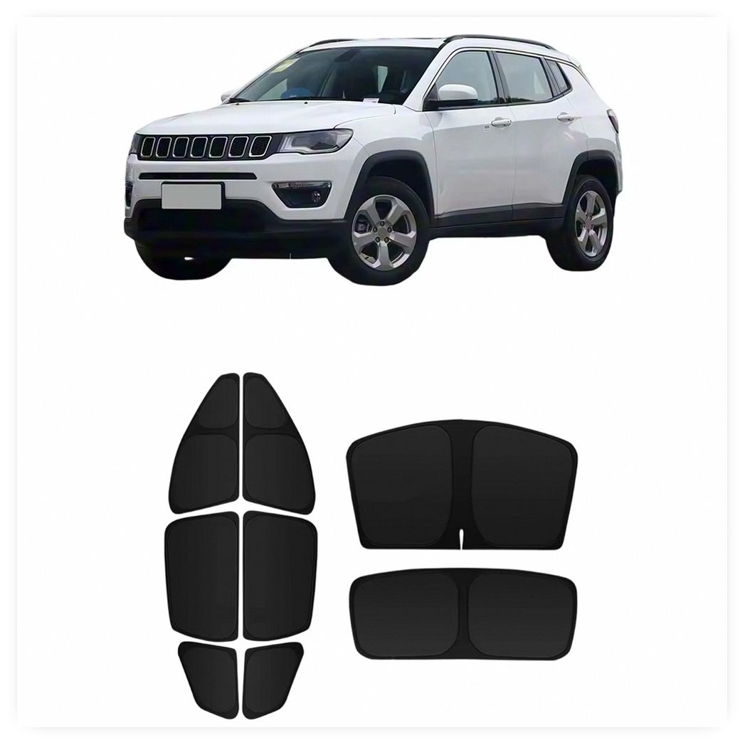 JEEP Compass MP 2017-2021 Front & Rear Windshield Sun Shade Set with Side Window Covers image 3