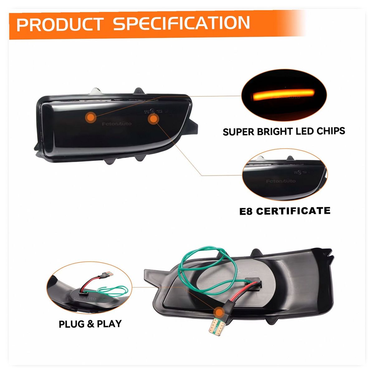 2PCS Dynamic LED Sequential Turn Signal Indicator Lights for Volvo S60 C30 C70 S40 V40 V50 V70 S80 2007-2013 Mirror Blinker Lamp image 6