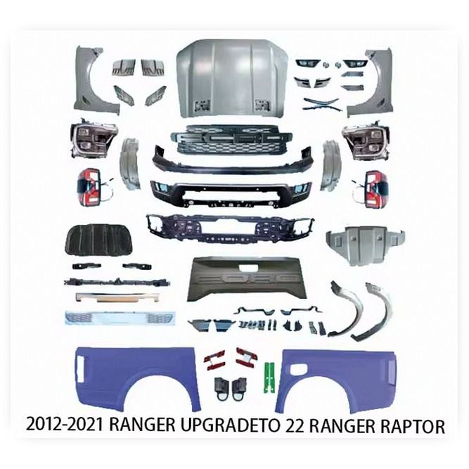 Ranger T6 T7 T8 2012-2021 Upgrade Body Kit with Front Bumper Lip and Rear Diffuser for Ford Ranger
