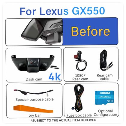 Holroadx 4K Front & 1080p Rear Dash Camera for Lexus GX550 2024-2025 (J250) with Parking Monitor and App Control
