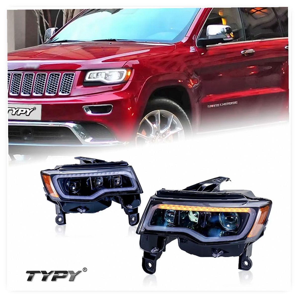 Modified LED Headlight Assembly for Jeep Grand Cherokee 2014-2021 Upgrade