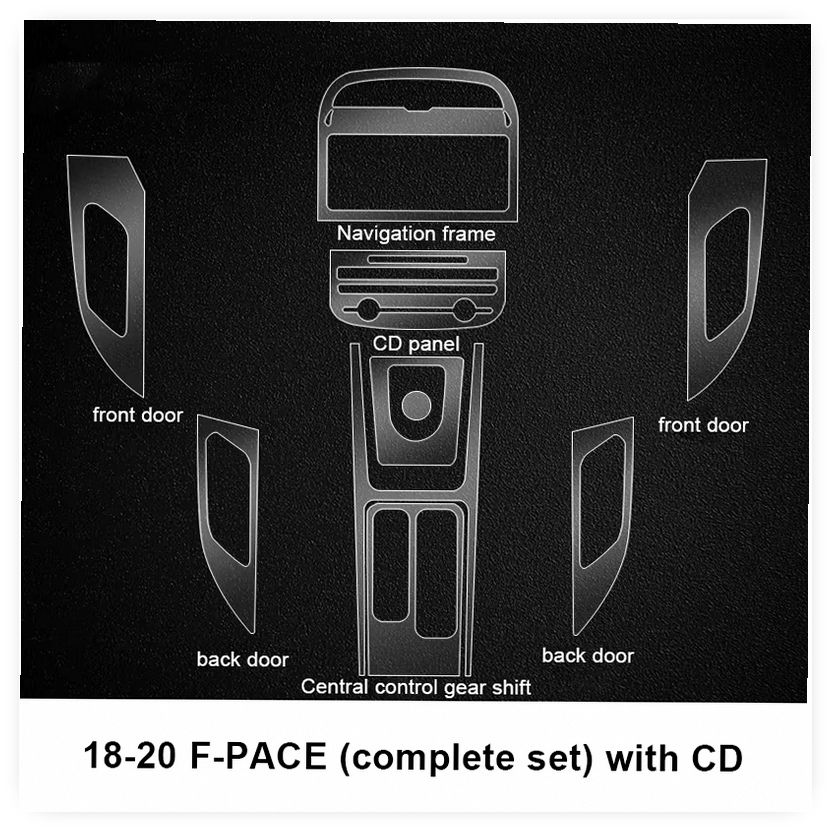 TPU Film Interior Protection Sticker for Jaguar F-PACE (2016-2020) - Center Console, Gear, Navigation, CD, Door Panel