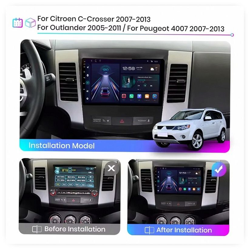 Android Auto & Carplay Multimedia Radio for Mitsubishi Outlander XL 2 (2005-2011) 2DIN Autoradio image 4