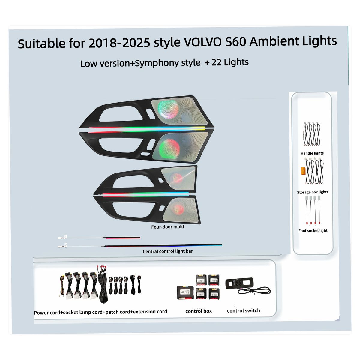 LED Ambient Lighting Upgrade Kit for Volvo S60/V60 (2018-2025) - New Design Interior Decoration Light Strip image 6