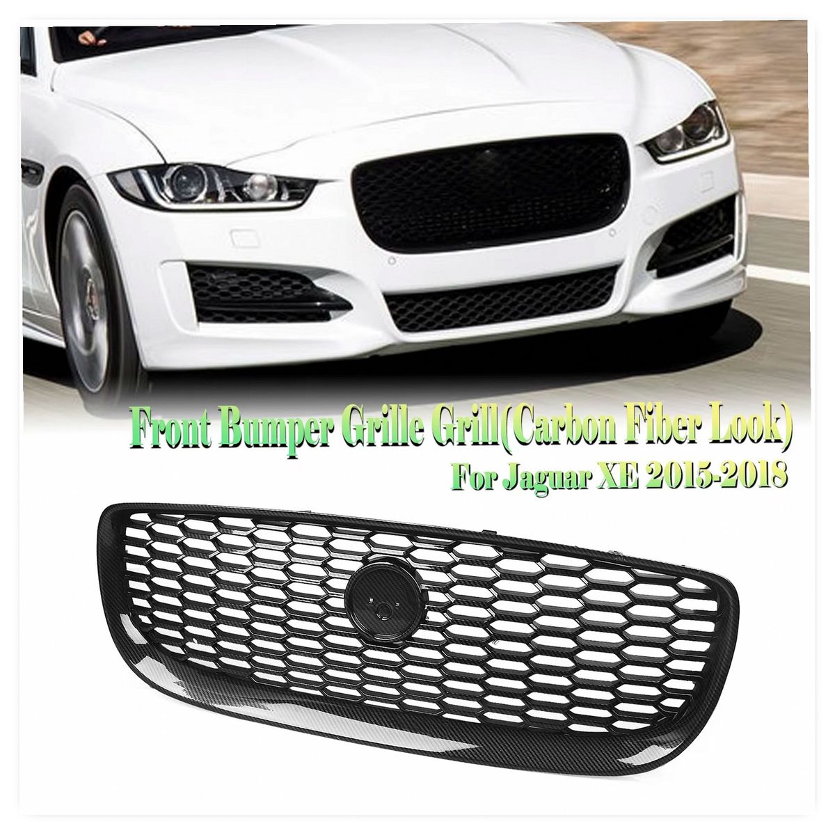 Carbon Fiber Look Honeycomb Front Bumper Grille Mesh for Jaguar XE 2015-2020 image 6