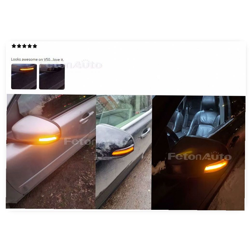 2PCS Dynamic LED Sequential Turn Signal Indicator Lights for Volvo S60 C30 C70 S40 V40 V50 V70 S80 2007-2013 Mirror Blinker Lamp image 3