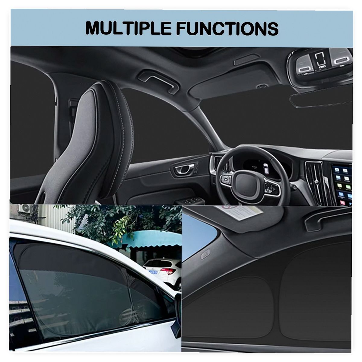 JEEP Compass MP 2017-2021 Front & Rear Windshield Sun Shade Set with Side Window Covers image 6
